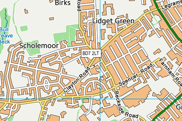 BD7 2LT map - OS VectorMap District (Ordnance Survey)