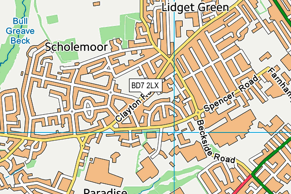 BD7 2LX map - OS VectorMap District (Ordnance Survey)