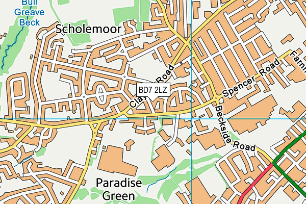 BD7 2LZ map - OS VectorMap District (Ordnance Survey)