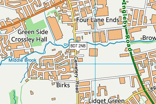 BD7 2NB map - OS VectorMap District (Ordnance Survey)