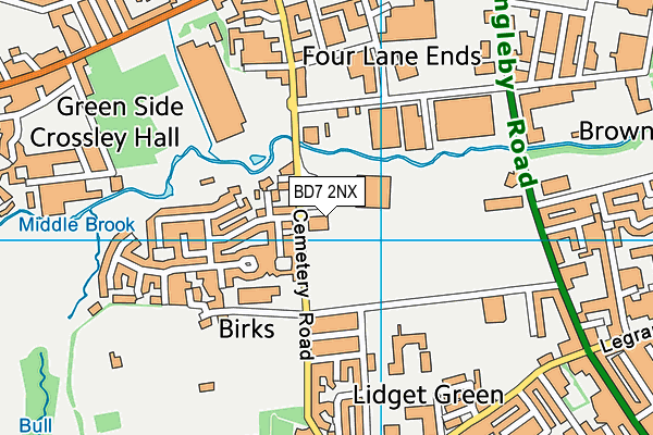 BD7 2NX map - OS VectorMap District (Ordnance Survey)