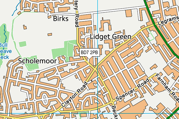 BD7 2PB map - OS VectorMap District (Ordnance Survey)