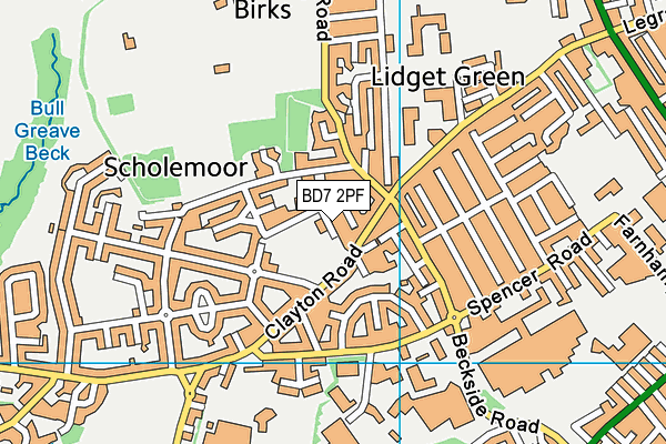 BD7 2PF map - OS VectorMap District (Ordnance Survey)