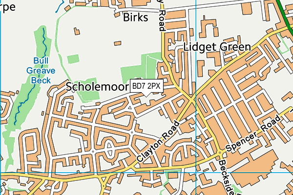 BD7 2PX map - OS VectorMap District (Ordnance Survey)