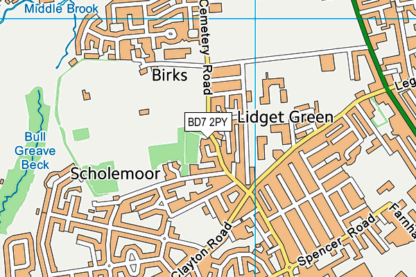 BD7 2PY map - OS VectorMap District (Ordnance Survey)