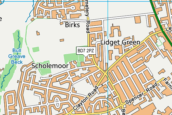 BD7 2PZ map - OS VectorMap District (Ordnance Survey)