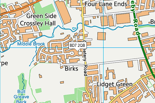 BD7 2QB map - OS VectorMap District (Ordnance Survey)