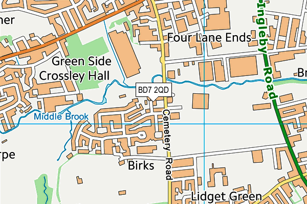 BD7 2QD map - OS VectorMap District (Ordnance Survey)