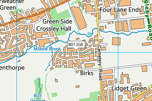 BD7 2QE map - OS VectorMap District (Ordnance Survey)