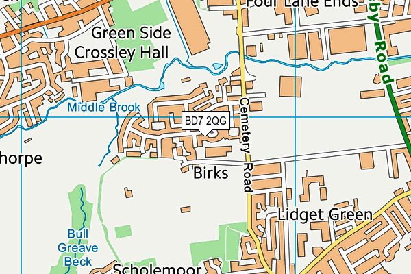 BD7 2QG map - OS VectorMap District (Ordnance Survey)