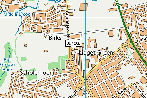 BD7 2QJ map - OS VectorMap District (Ordnance Survey)