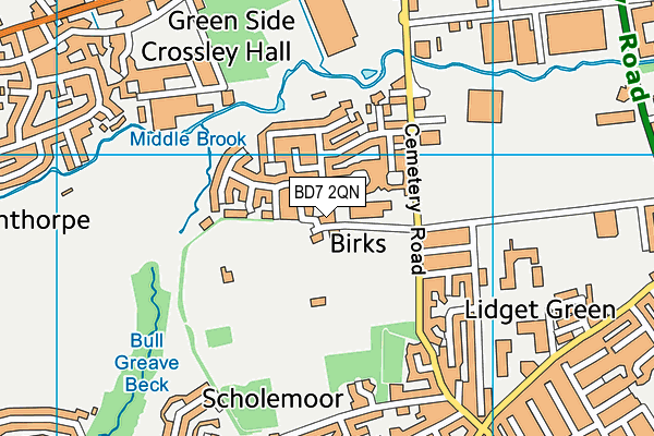 Lidget Green Primary School map (BD7 2QN) - OS VectorMap District (Ordnance Survey)