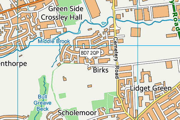 BD7 2QP map - OS VectorMap District (Ordnance Survey)