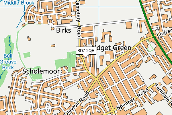 BD7 2QR map - OS VectorMap District (Ordnance Survey)