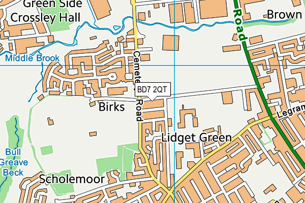 BD7 2QT map - OS VectorMap District (Ordnance Survey)