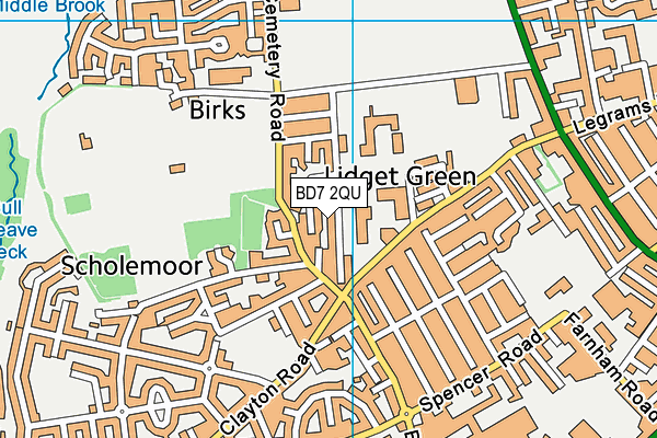 BD7 2QU map - OS VectorMap District (Ordnance Survey)