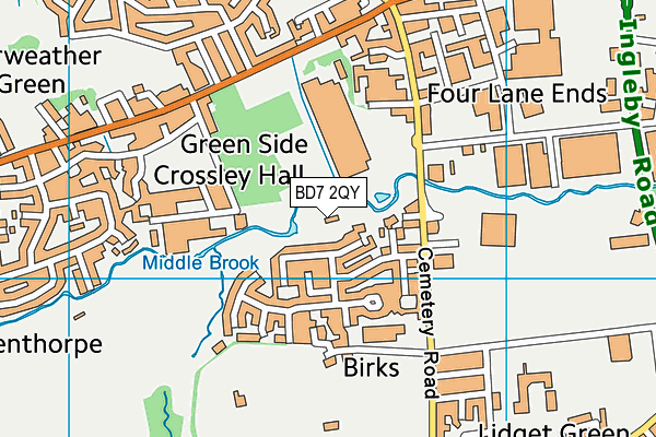 BD7 2QY map - OS VectorMap District (Ordnance Survey)