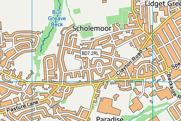 BD7 2RL map - OS VectorMap District (Ordnance Survey)