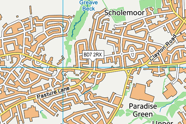 BD7 2RX map - OS VectorMap District (Ordnance Survey)