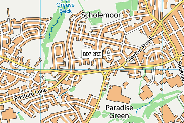 BD7 2RZ map - OS VectorMap District (Ordnance Survey)