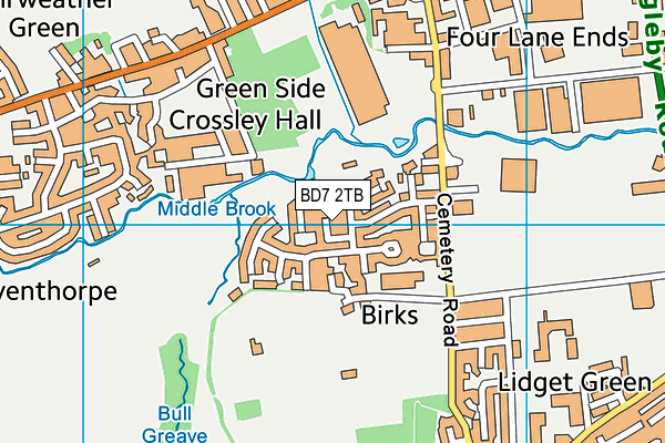 BD7 2TB map - OS VectorMap District (Ordnance Survey)