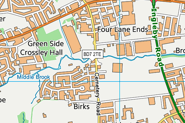 BD7 2TE map - OS VectorMap District (Ordnance Survey)