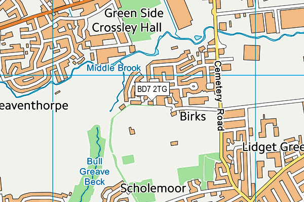BD7 2TG map - OS VectorMap District (Ordnance Survey)