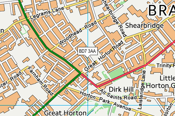 BD7 3AA map - OS VectorMap District (Ordnance Survey)