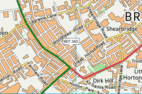 BD7 3AD map - OS VectorMap District (Ordnance Survey)