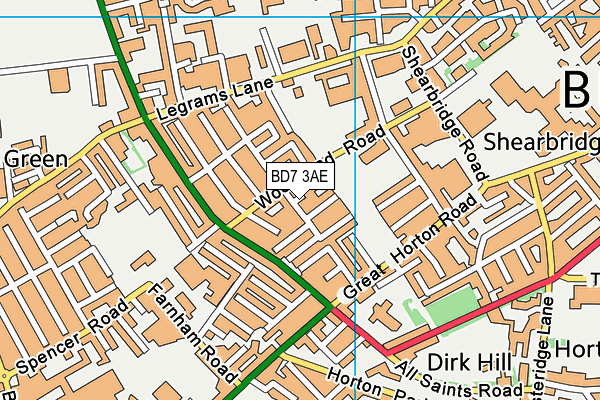 BD7 3AE map - OS VectorMap District (Ordnance Survey)