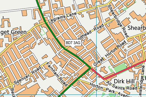 BD7 3AG map - OS VectorMap District (Ordnance Survey)