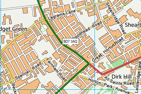 BD7 3AQ map - OS VectorMap District (Ordnance Survey)