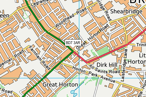 BD7 3AR map - OS VectorMap District (Ordnance Survey)