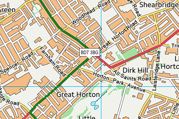 BD7 3BG map - OS VectorMap District (Ordnance Survey)