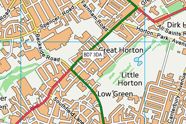 BD7 3DA map - OS VectorMap District (Ordnance Survey)