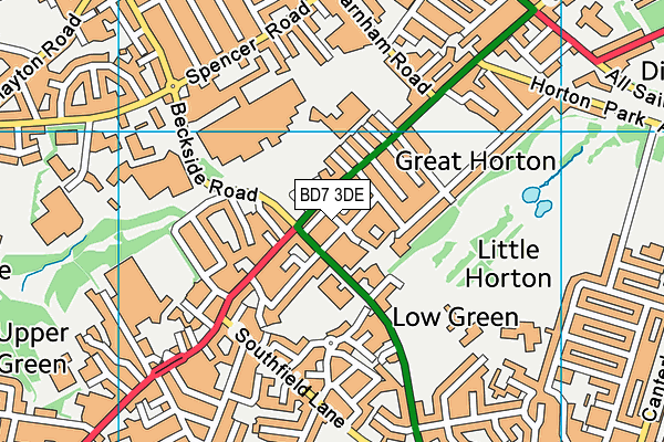 BD7 3DE map - OS VectorMap District (Ordnance Survey)
