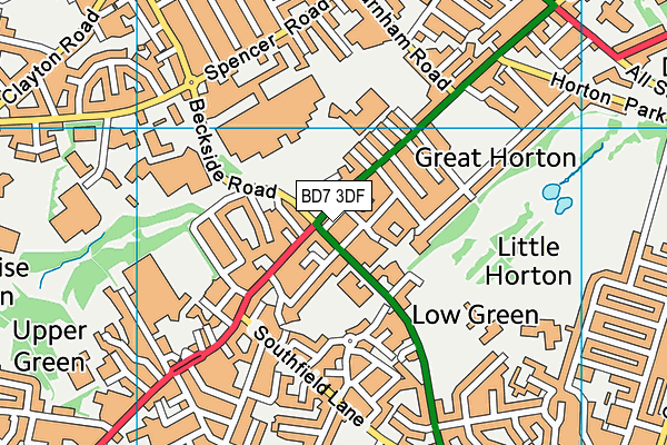 BD7 3DF map - OS VectorMap District (Ordnance Survey)