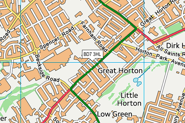 BD7 3HL map - OS VectorMap District (Ordnance Survey)