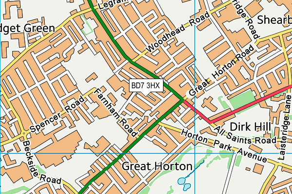 BD7 3HX map - OS VectorMap District (Ordnance Survey)