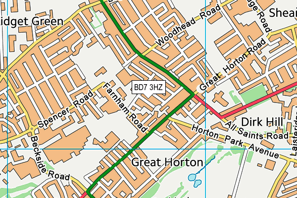 BD7 3HZ map - OS VectorMap District (Ordnance Survey)