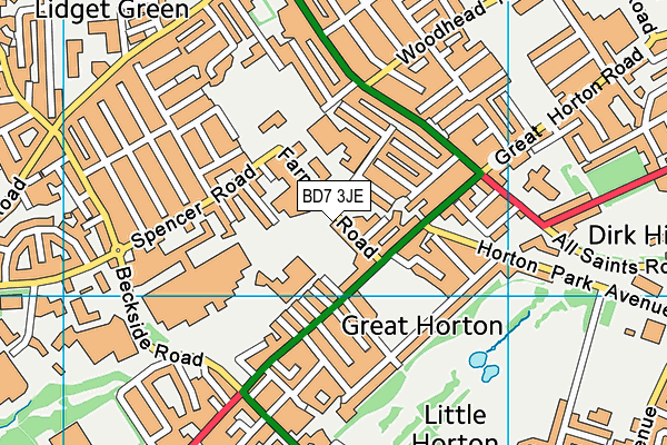 BD7 3JE map - OS VectorMap District (Ordnance Survey)