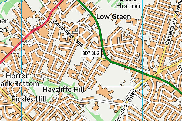 BD7 3LG map - OS VectorMap District (Ordnance Survey)