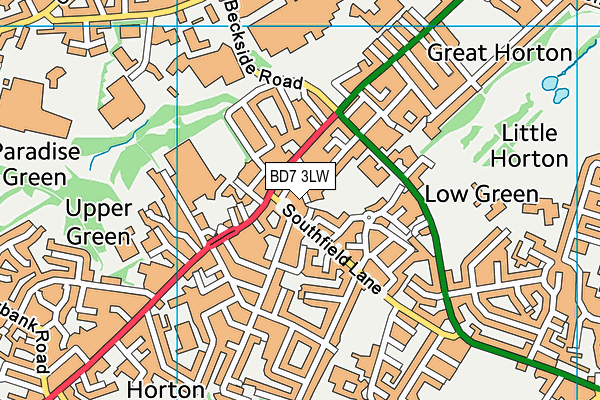 BD7 3LW map - OS VectorMap District (Ordnance Survey)