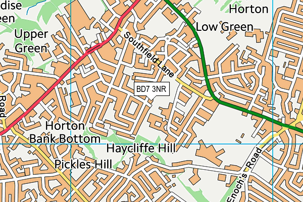 Great Horton Park Chapel Cricket Club map (BD7 3NR) - OS VectorMap District (Ordnance Survey)