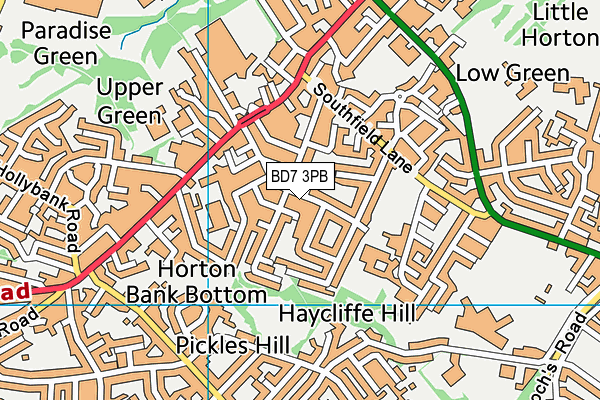 BD7 3PB map - OS VectorMap District (Ordnance Survey)