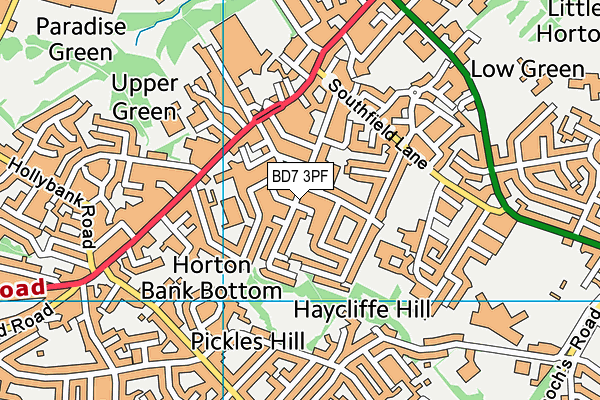 BD7 3PF map - OS VectorMap District (Ordnance Survey)