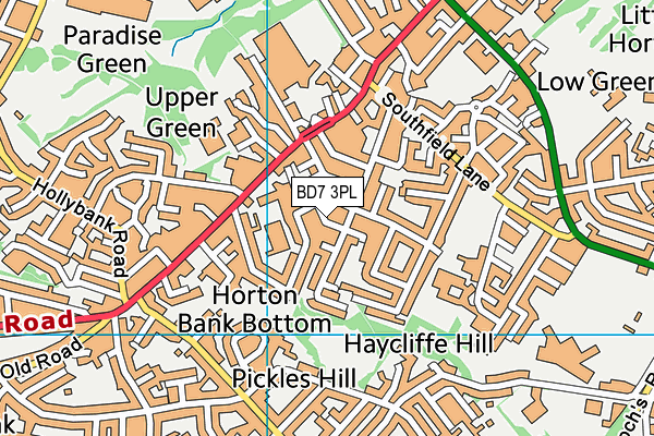 BD7 3PL map - OS VectorMap District (Ordnance Survey)