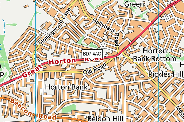 BD7 4AG map - OS VectorMap District (Ordnance Survey)