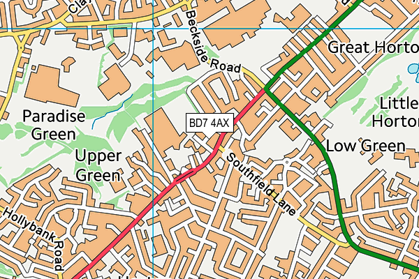 BD7 4AX map - OS VectorMap District (Ordnance Survey)