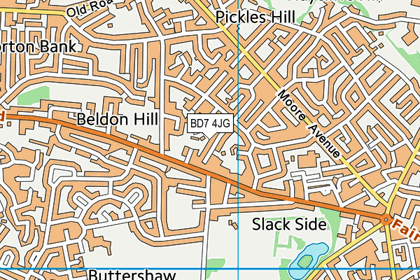 BD7 4JG map - OS VectorMap District (Ordnance Survey)